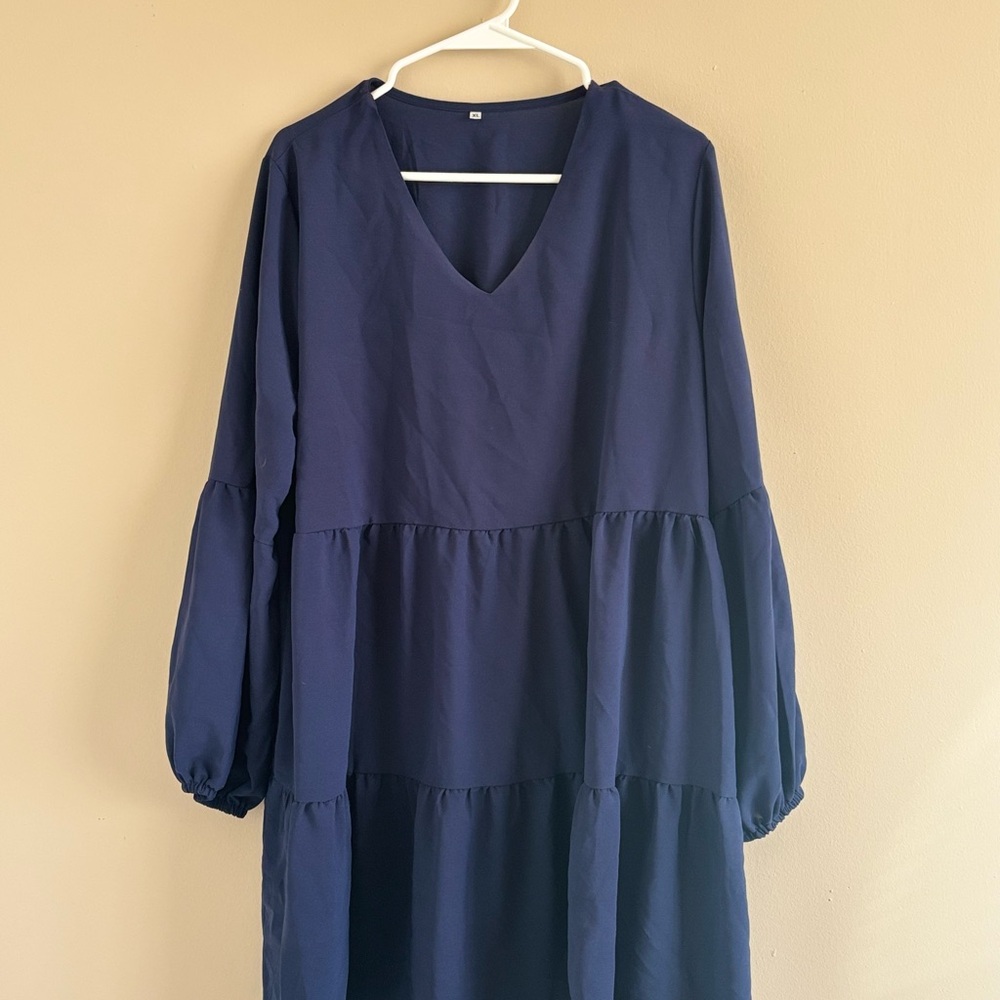 Navy Blue Long Sleeve Dress